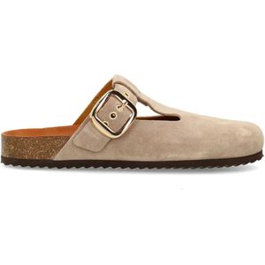 Beige/grijs suède clogs
