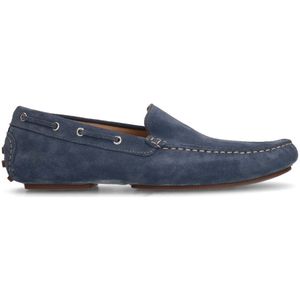 Blauwe suède loafers