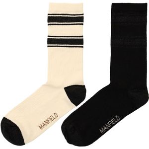 2-pack zwarte en off white sokken