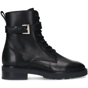 Manfield Leren Veterboots Zwart