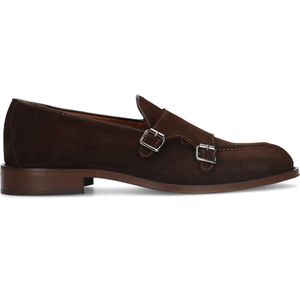 Bruine suède loafers met gesp