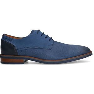 Van Lier - Heren - Blauwe Nubuck Veterschoenen - Leer