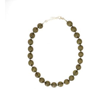 Manfield - Kralenketting - Olijfgroen - 50 cm