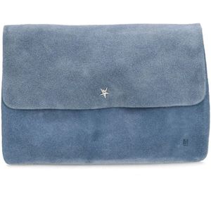 Licht blauwe suède clutch