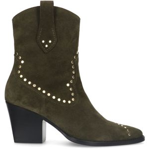 Groene suède cowboy laarzen met studs