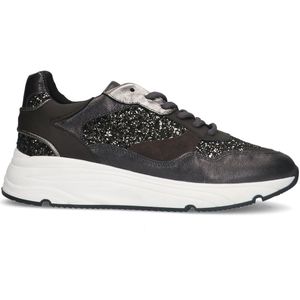 Zwarte leren sneaker met glitters