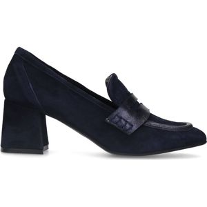 Donkerblauwe suède loafer pumps