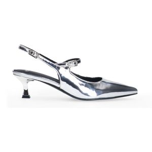 Zilveren lak slingbacks