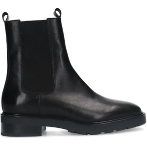 Manfield Leren Enkelboots Zwart