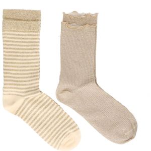 Goud gestreepte 2-pack glitter sokken
