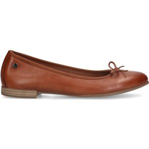 No Stress - Dames - Cognac Leren Ballerina's - Memory Foam Voetbed