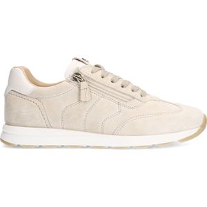 Beige suède sneakers met rits