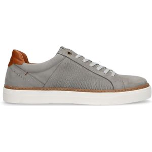 Taupe nubuck sneakers met witte zool