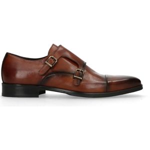 Manfield Leren Gespschoenen Cognac