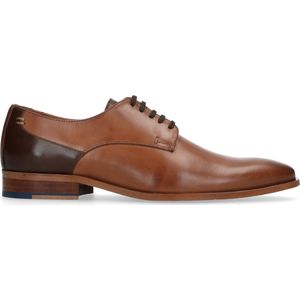 Manfield Leren Veterschoenen Cognac