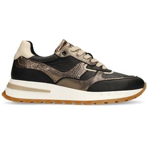 Manfield - Leren Sneakers - Zwart - Casual schoenen