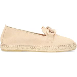 Beige suède espadrilles met chain