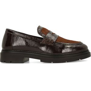 Bruine lakleren loafers met pony hair