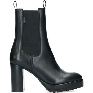 Zwarte leren chelsea boots met hoge hak