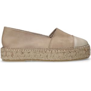 Manfield - Espadrilles - Wit - Plateauzool - 3 cm - Metallic Afwerking