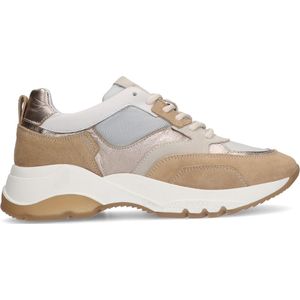 Beige leren sneakers met suède details