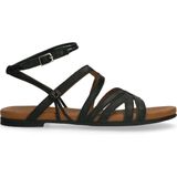 Zwarte leren sandalen met bandjes