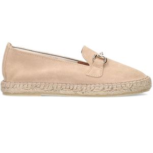 Beige suède espadrilles met goudkleurig detail