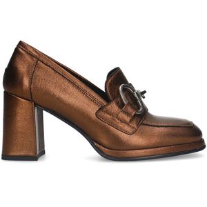 Manfield Leren Pumps met Gesp Brons Metallic