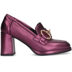 Manfield Leren Pumps met Gesp Paars Metallic