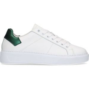 Witte leren sneakers met groene metallic details