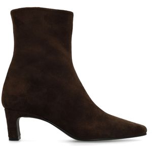 Manfield - Enkellaarzen - Donkerbruin - Leer - Hak 4 cm