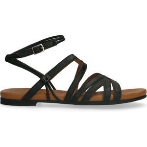 Zwarte leren sandalen met bandjes