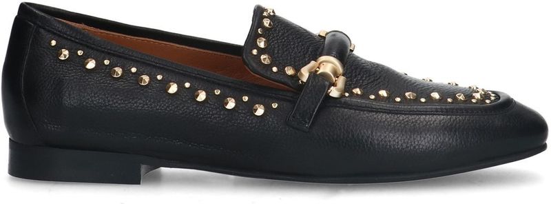 Zwarte leren loafers met goudkleurige studs