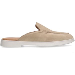 Beige suède slip on loafers