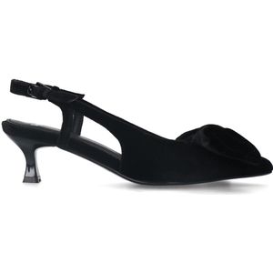 Zwarte velours slingbacks met strik