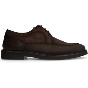 Manfield - Bruine Suède Veterschoenen - Nette Schoenen