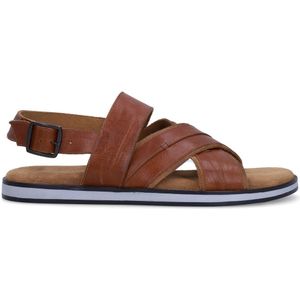 Cognac leren sandalen