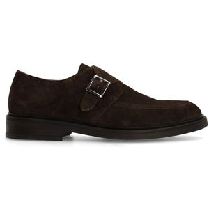 Donkerbruine suède gespschoenen