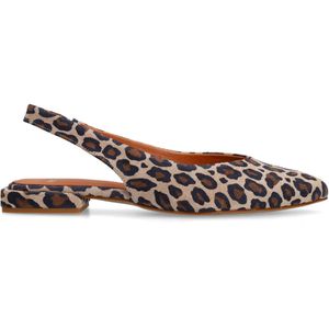 Manfield - Leopard Suède Slingbacks - Leopard - Suède - Platte Hak 2 cm
