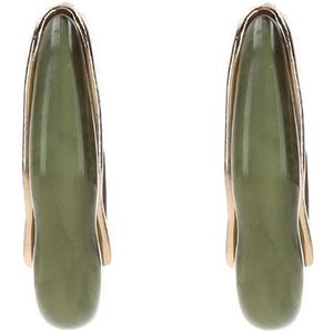Manfield - Oorbellen - Olijfgroen - 3 cm