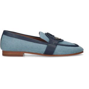 Denim loafers met goudkleurig detail