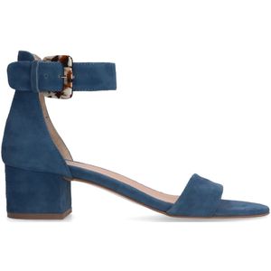 Blauwe suède sandalen met hak