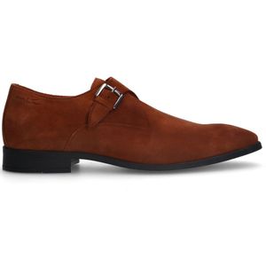 Van Lier - Heren - Cognac Suède Gespschoenen - Suède - Platte Hak
