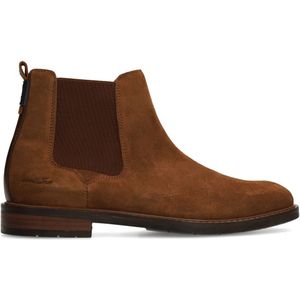 Van Lier - Chelsea Boots - Cognac - Suède - Platte Hak 3cm