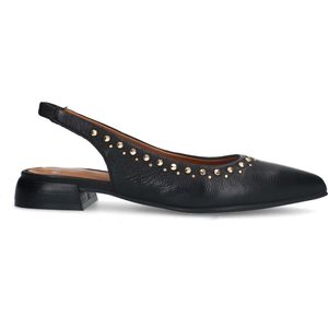 Zwarte slingbacks met gouden studs