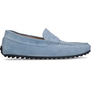 Blauwe suède loafers