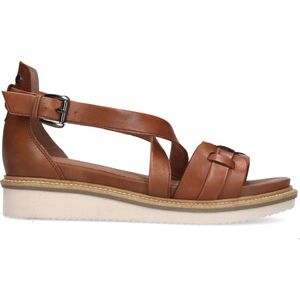 Cognac leren sandalen met gevlochten band