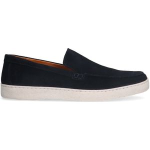 Manfield - Suède Loafers - Blauw - Suède - Witte Zool 2 cm