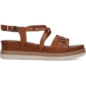 Cognac leren sandalen met gevlochten bandjes