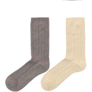 2-pack zilveren&gouden glitter sokken